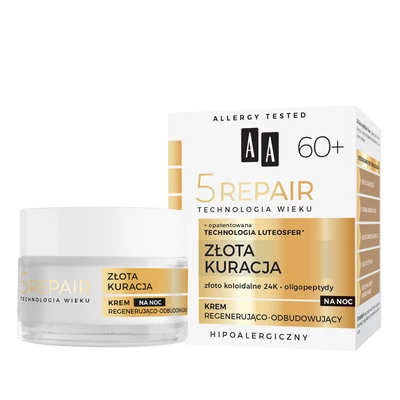 AA 5 REPAIR - GOLDEN TERATMENT 60+ Regeneráló és Újjáépítő hatású Éjszakai Krém, 50 ml