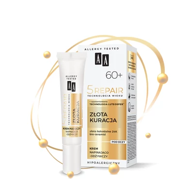 AA 5 REPAIR - GOLDEN TREATMENT - Feszesítő és tápláló szemkörnyékápoló krém 60+, 15 ml AA 5 REPAIR - GOLDEN TREATMENT - Feszesítő és tápláló szemkörnyékápoló krém 60+, 15 ml