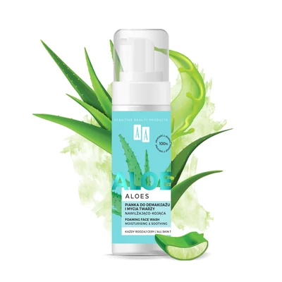 AA ALOE - Hidratáló és nyugtató hatású arclemosó hab 100% aloe vera kivonattal, 150 ml AA ALOE - Hidratáló és nyugtató hatású arclemosó hab 100% aloe vera kivonattal, 150 ml