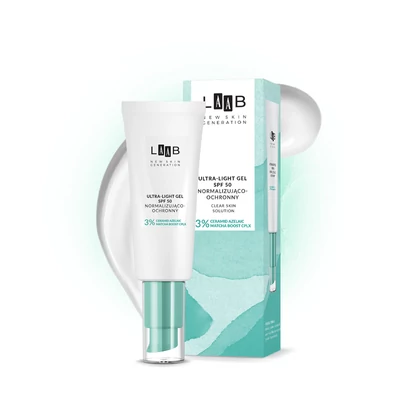 AA LAAB - CLEAR SKIN SOLUTION - Ultra könnyű normalizáló és mattító hatású fényvédő gél SPF 50, 40 ml AA LAAB - CLEAR SKIN SOLUTION - Ultra könnyű normalizáló és mattító hatású fényvédő gél SPF 50, 40 ml