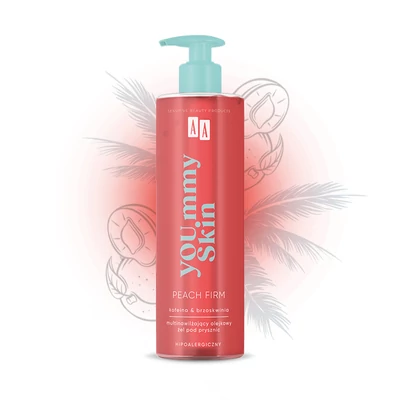 AA YOUMMY SKIN - Peach Firm - Hidratáló hatású tusfürdő koffeinnel, 400 ml AA YOUMMY SKIN - Peach Firm - Hidratáló hatású tusfürdő koffeinnel, 400 ml