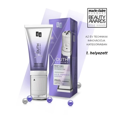 AA YOUTH SUPREME - RESET VIBES - Éjszakai regeneráló szérum vibráló masszírozófejjel, 30 ml