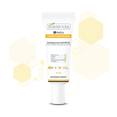 BIELENDA - DR. MEDICA OVERPIGMENTATION - Nyugtató hatású nappali arckrém SPF 50, 50 ml BIELENDA - DR. MEDICA OVERPIGMENTATION - Nyugtató hatású nappali arckrém SPF 50, 50 ml