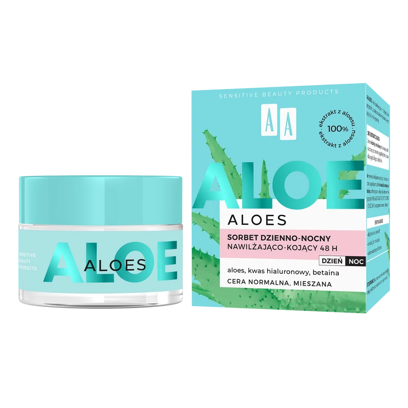 AA ALOE - Hidratáló és nyugtató hatású krém-hab 100% aloe vera kivonattal - Nappali és éjszakai használatra, 50 ml