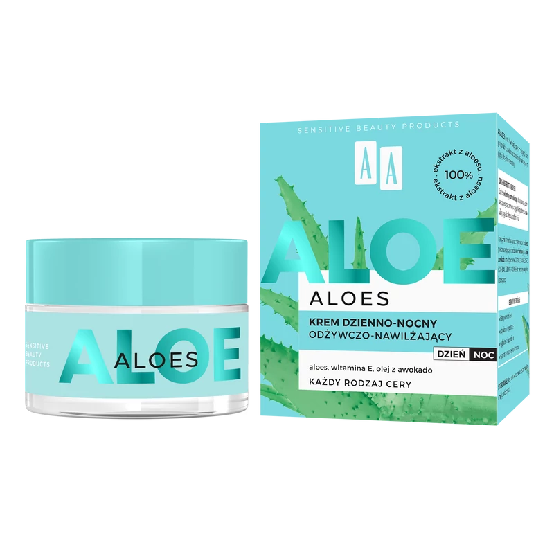 AA ALOE - Tápláló és hidratáló arckrém 100% aloe vera kivonattal - Nappali és éjszakai használatra, 50 ml