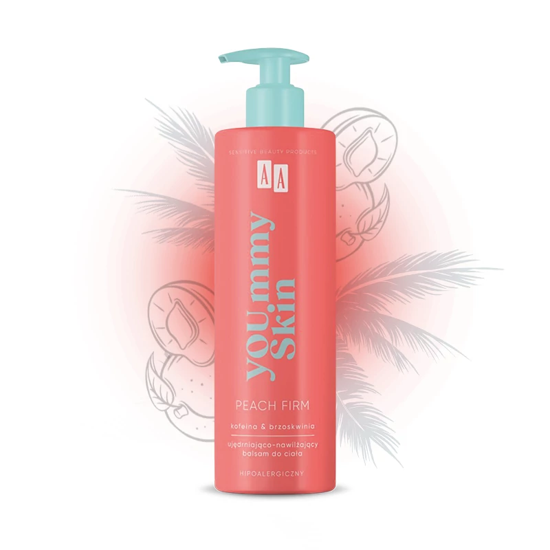 AA YOUMMY SKIN - Peach Firm - Feszesítő hatású testápoló koffeinnel, 400 ml