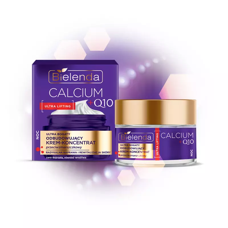 Bielenda Calcium + Q10 - Ultragazdag újjáépítő és ránctalanító hatású éjszakai krém-koncentrátum 50 ml