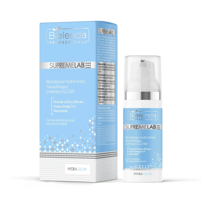 SUPREMELAB - HYDRA GLOW - Olajmentes nyugtató és regeneráló hatású arckrém, 50 ml