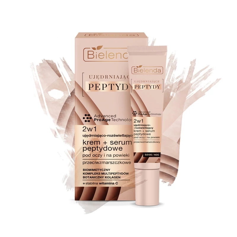 BIELENDA - FIRMING PEPTIDES - 2in1 Feszesítő és ránctalanító hatású szemkörnyéki krém-szérum, 15 ml
