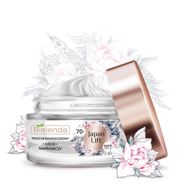 BIELENDA JAPAN LIFT - 70+ RÁNCTALANÍTÓ ÉS ÚJJÁÉPÍTŐ HATÁSÚ NAPPALI ARCKRÉM SPF 6 50 ML