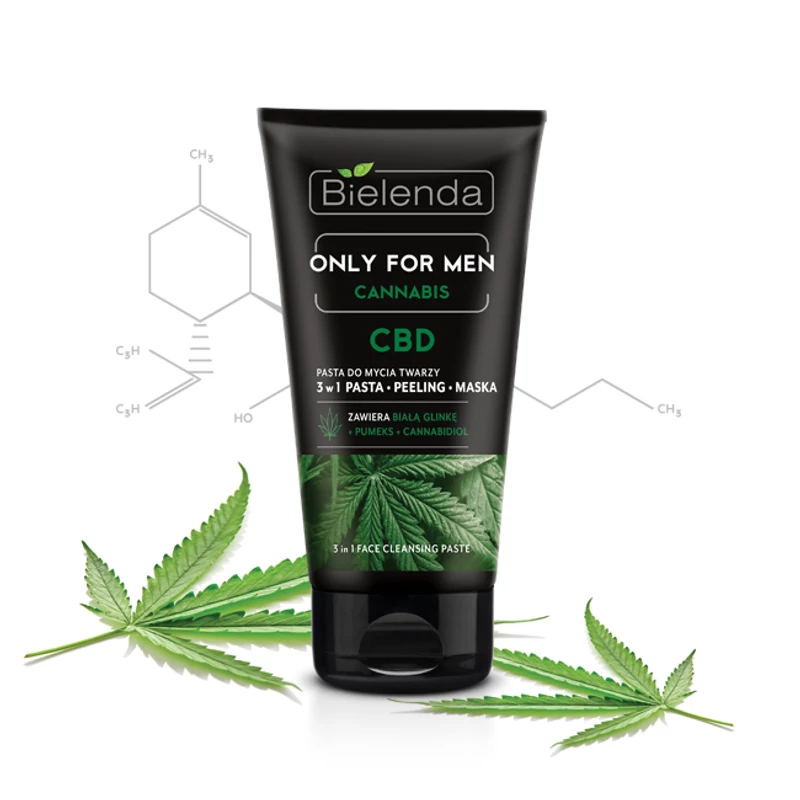 BIELENDA ONLY FOR MEN CANNABIS - 3IN1 ARCLEMOSÓ KRÉM + RADÍR + ARCMASZK FÉRFIAKNAK 150 G