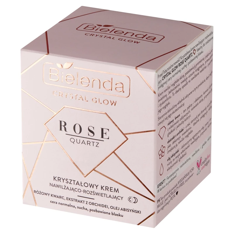 BIELENDA - CRYSTAL GLOW: ROSE QUARTZ Hidratáló hatású kristályos arckrém 50 ml