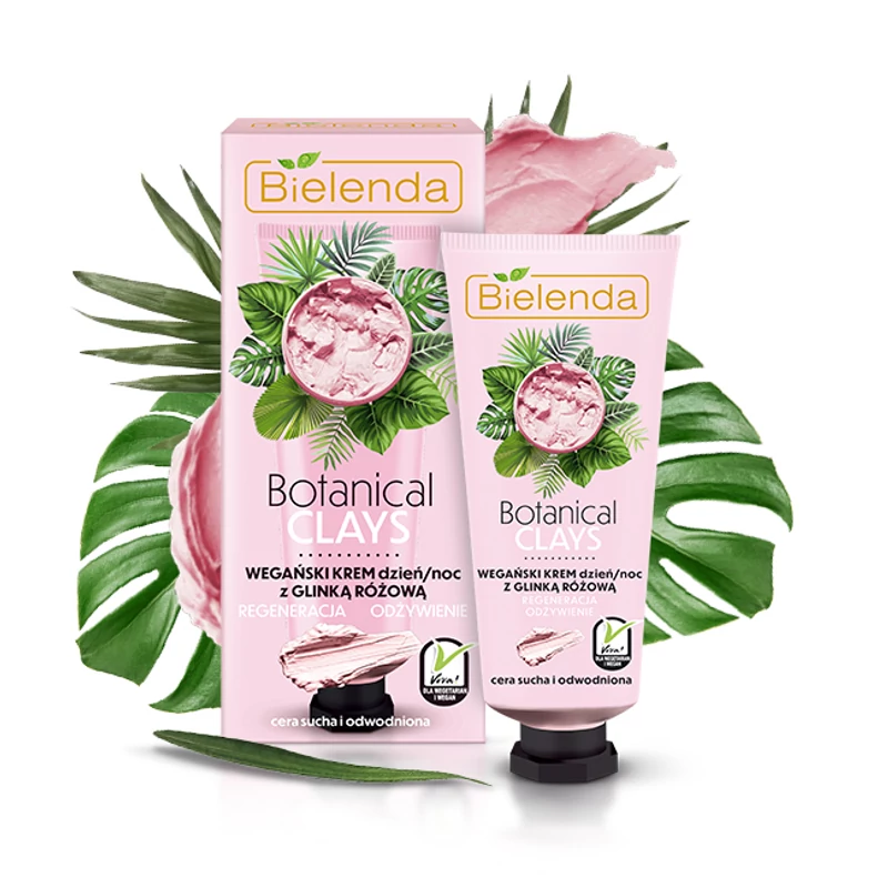 BIELENDA BOTANICAL CLAYS: Vegán arckrém rózsaszín agyaggal 50 ml