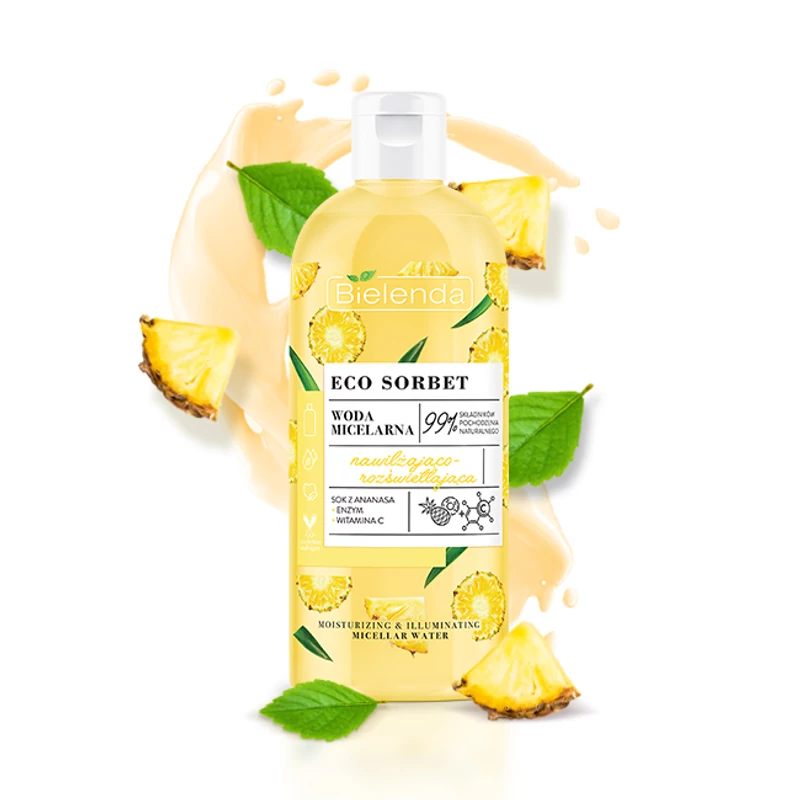 BIELENDA ECO SORBET Pineapple: Ananászos micellás arclemosó folyadék 500 ml