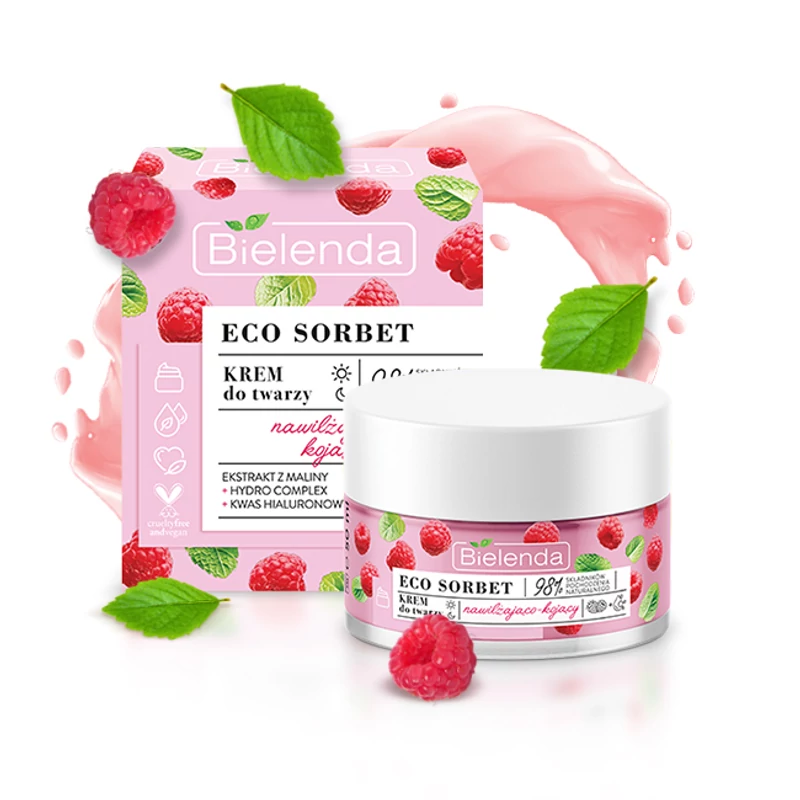 Bielenda Eco Sorbet Málnás hidratáló és nyugtató hatású arckrém 50 ml