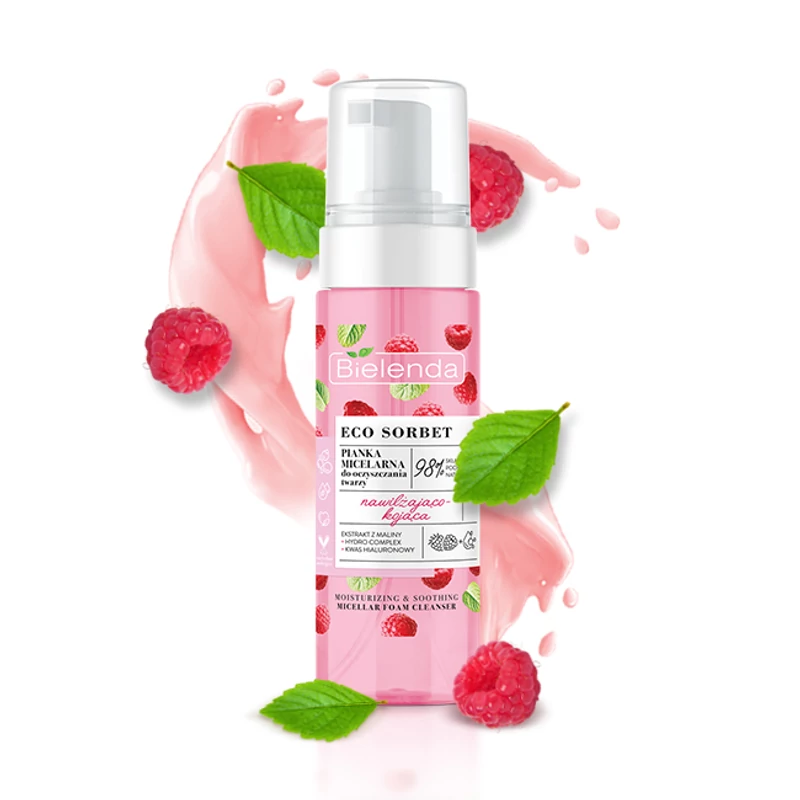 Bielenda Eco Sorbet Málnás hidratáló és nyugtató hatású arclemosó hab 150 ml