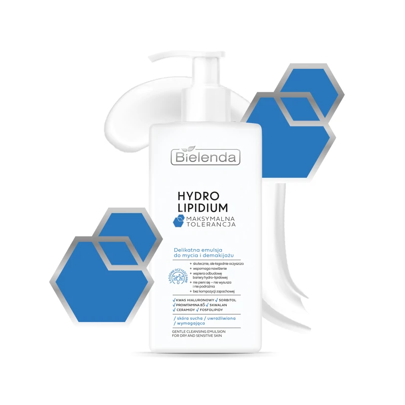 BIELENDA - HYDRO LIPIDIUM - Kíméletes arctisztító és sminkeltávolító emulzió, 300 ml