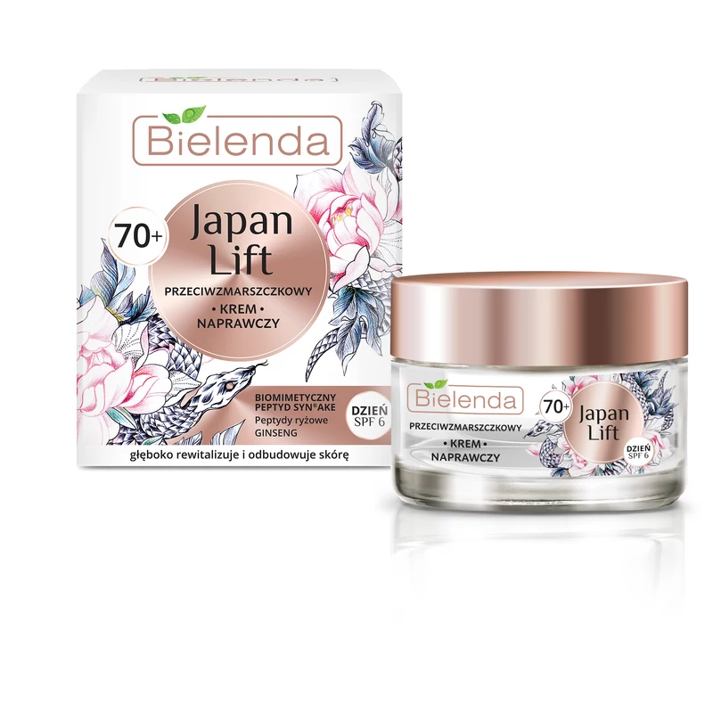 BIELENDA JAPAN LIFT - 70+ RÁNCTALANÍTÓ ÉS ÚJJÁÉPÍTŐ HATÁSÚ NAPPALI ARCKRÉM SPF 6 50 ML