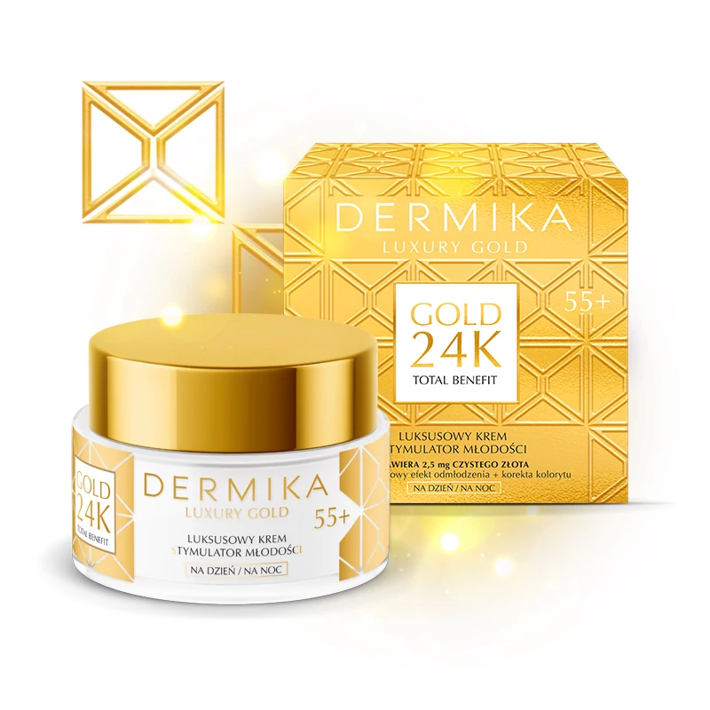 DERMIKA: LUXURY GOLD 24K  55+ Luxus sejtmegújító hatású arckrém, nappali/éjszakai